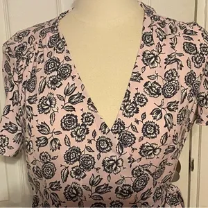 J. Crew Pink and Black Floral Midi Dress thumbnail 3