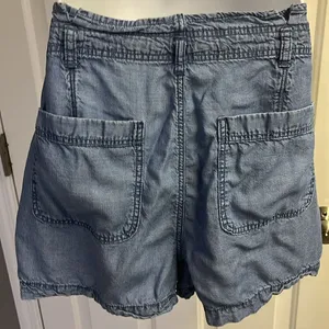 American Eagle Blue High Rise Button Down Pleated Pocketed Mom Shorts- Size 14 thumbnail 6