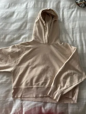 ZARA Cropped Hoodie Cream thumbnail 1