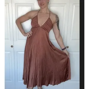 A.L.C. Frank Copper Slip Dress Size 8 Pleated Party Special Occasion Designer $750 thumbnail 6