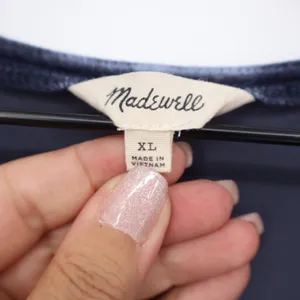 Madewell Dress Womens XL Shift Navy Blue Velvet Long Puff Sleeve Excellent thumbnail 2