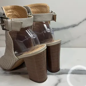 Sam Edelman Wmns Gray Leather Emmie Sandals Sz 10 Block Heel Festival Boho FLAW thumbnail 5