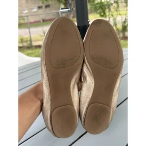 Tory Burch Melinda Ballet Flats Metallic Gold Leather Double T Logo Size 7.5 M thumbnail 13
