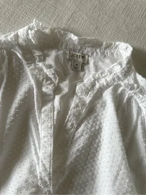 J. Crew White Clip Dot Ruffle Trim Popover Blouse - Small thumbnail 6