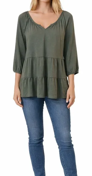 Francesca's Size Medium Hunter Green Peplum Blouse New Without Tags thumbnail 1