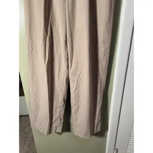 Uniqlo Women's Size XS 24-25 Pleated Wide Leg Straight Leg Trousers Khaki Beige thumbnail 4