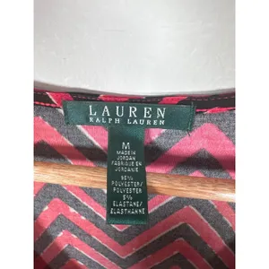 Lauren‎ Ralph Lauren Faux Wrap Dress Women M Pink Chevron Mod thumbnail 5