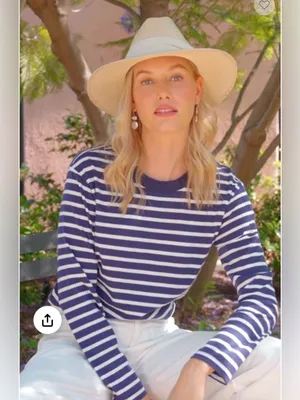 Karen Kane blue/white stripe jersey knit long sleeve top. Size Small. NWT. thumbnail 5