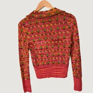 Zara Womens Cactus Floral Knit Cardigan Pink Orange Small Long Sleeve Button Top thumbnail 3
