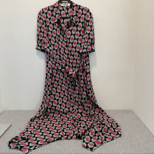 DVF Silk Kendyl Maxi Dress Hexagon Print Size XL Geometric thumbnail 2