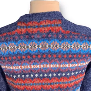 Vintage Fair‎ Isle Cardigan Sweater Navy Red Nordic Preppy Medium Heritage Knit thumbnail 7