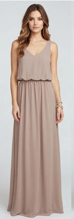 NEW Show Me Your MuMu Maxi DRESS SMALL beige OPEN BACK bridesmaid prom thumbnail 1