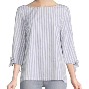 Lafayette 148 Elaina Striped Tie Blouse top thumbnail 1