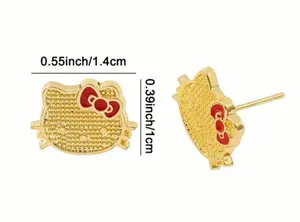 Hello Kitty Licensed 14k Gold Plated Stud Earrings NWT thumbnail 2