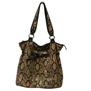 Source Unknown Animal Print Snakeskin Sequined Tote Should Bag Purse 15 x 14 x 6.5 inches thumbnail 3