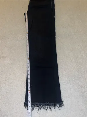 MOTHER Hustler Ankle Fray Crop‎ Flare High Rise Washed Black Jeans 29 thumbnail 8