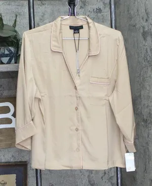 Sanctuary Womens Satin Pajama Shirt Top Button Up SY2726231 Almond Brown XL thumbnail 1