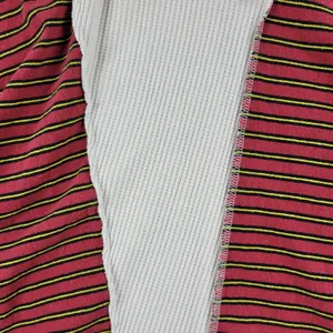 BDG UO Frazier Sweater M White Red Stripe Asymmetric Patch Waffle Knit Acadamia thumbnail 3