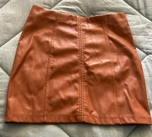 Altar'd State Tan leatherette skirt thumbnail 1