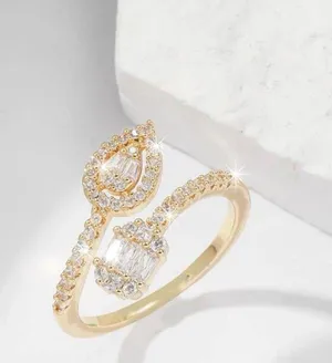 Boutique Water Drop Cubic Zirconia Cuff Ring  thumbnail 4