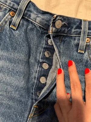 Levi's Blue Distressed High-Rise Denim Shorts thumbnail 2