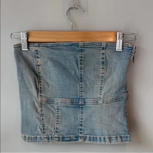 Zara Denim Crop Tube Top Corset thumbnail 3