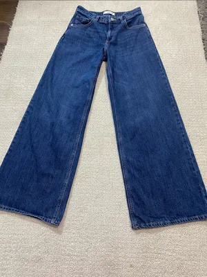 Mango Deep Indigo Wide-Leg Jeans Size 4 100% Cotton thumbnail 15