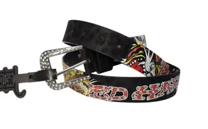 NEW Ed Hardy Leopard Black Rhinestone Belt Black Women L XL Y2K thumbnail 1