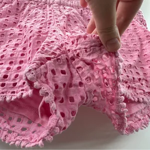 Lilly‎ Pulitzer for Target Pink Eyelet Pom Pom Hem Mid Rise Pull-On Shorts Sz M thumbnail 3
