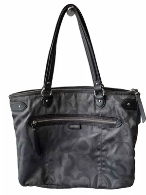 Coach Gray‎ C Logo Shoulder Bag Large Tote Satin Lining 28285E thumbnail 1