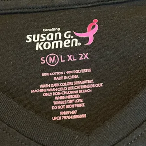 Susan G Komen Breast Cancer Awareness T Shirt Size Medium Black Pink V Neck thumbnail 3