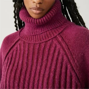 Free People Big City Turtleneck Sweater In Mulberry‎ Garnet Size Medium NWT thumbnail 4