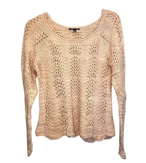 American Eagle NWT Blush Open Knit Crochet Wool Blend Sweater thumbnail 1