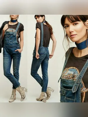 Free People We The Free Milo washed Denim Overalls Size 26 thumbnail 4