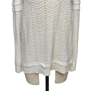 J. Crew Crewneck‎ Scalloped Pointelle Sweater Ivory Size XL thumbnail 3