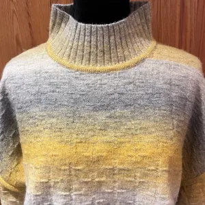 Pilcro‎ by Anthropologie Cropped Mock Neck Sweater in Yellow & Gray Ombre Large thumbnail 7