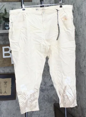 DG2 Print Hem Skinny Plus Size Petite Jeans Cream Off White 24WP thumbnail 1