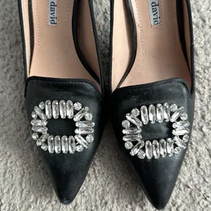 Charles David Black heels with stone embellishment, pointy thumbnail 4
