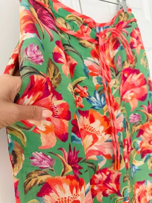 Farm Rio Tie-Front Linen Blend Floral Wide-Leg Pants, Size S thumbnail 7