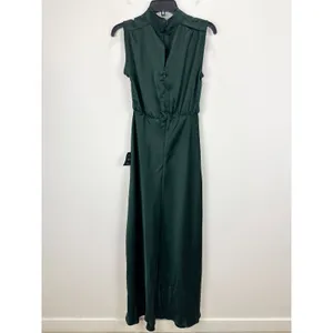 Lulus Classic Elegance Green Satin Sleeveless Mock Neck Maxi Dress Medium NWT thumbnail 10