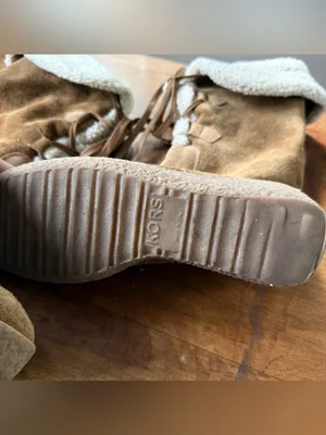 Michael Kors Italian Fleece Lined Suede Lace Up Tan Wedge Knee High Boots thumbnail 5