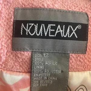 Nouveaux Textured Boucle Blazer Womens Size 12 Pink Open Front Jacket Fem thumbnail 4