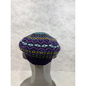 Joe Boxer Purple Fair Isle Knit Beret Hat OSFM Acrylic Boho Tam thumbnail 5
