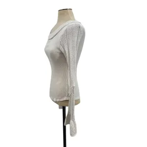Free People Cuffing Season Top‎ Round-Neck Long-Sleeve Top White Size Medium thumbnail 7