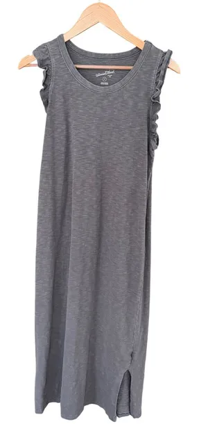 Universal Thread Gray Cotton Maxi Dress Small Ruffle Sleeves Side Slit Casual thumbnail 1