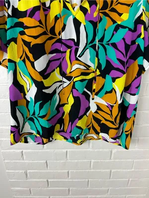 NWT Nine West Colorful Patterned Short Sleeve Blouse Size XL thumbnail 3