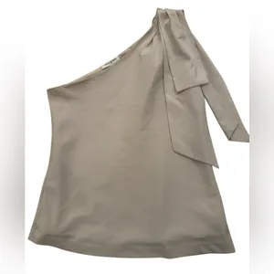 🌼Banana Republic Tan Wrap Blouse Asymmetrical Work thumbnail 3