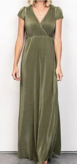 Baltic Born Athena Pleated Maxi Dress Sage Green Large thumbnail 1