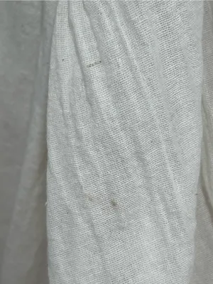 Free People Women's Cream gathered Puff-Sleeve Button Neck Top neckline thumbnail 11
