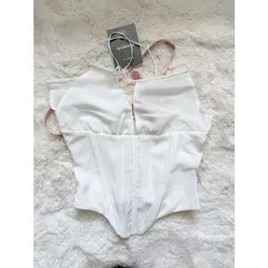House of CB Strappy Chiffon Corset Top XS - White thumbnail 2